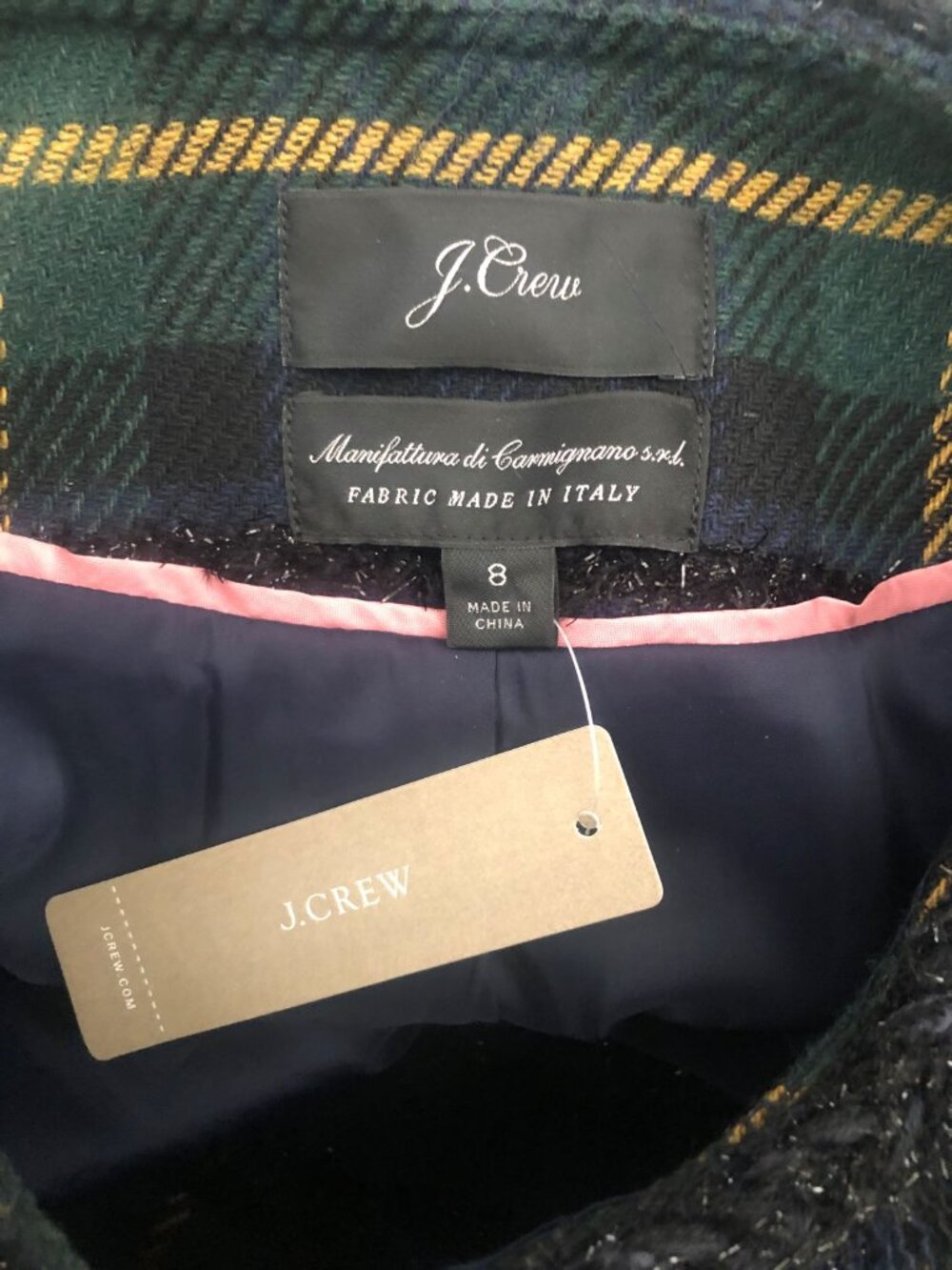 J. Crew Black Watch Tartan Plaid Jacket Lurex Trim Women's 8 NWT - Picture 11 of 13